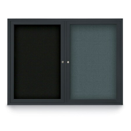 United Visual Products Decor Wood Combo Board, 36"x24", Light Oak/White Porcelain & Buff UV702DEFAB-LTOAK-WHTPORC-BUFF